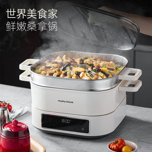 摩飞电蒸锅多功能锅 家用IH桑拿电火锅电煮锅 6L大容量炖蒸煮一体可预约定时不锈钢蒸屉蒸炖锅MR8901 商品图0