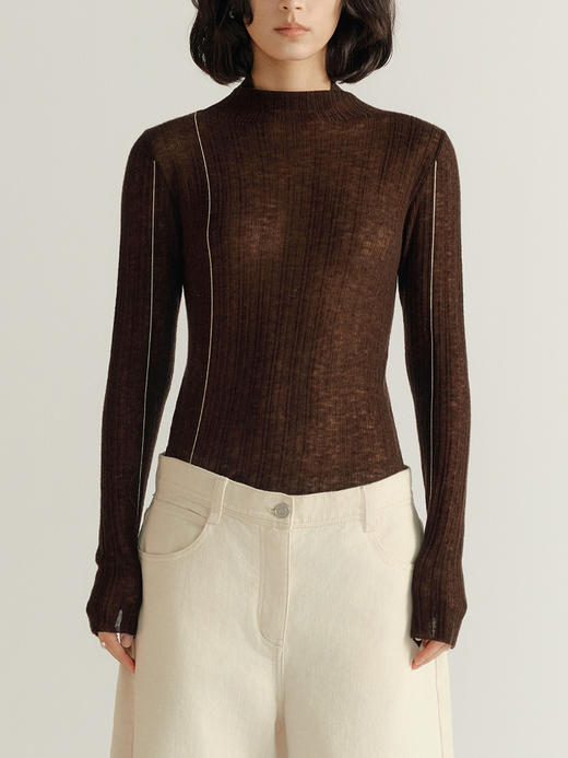 DONSEE10｜DS10AW2522-D 咖色 肌理线迹高领上衣 商品图2