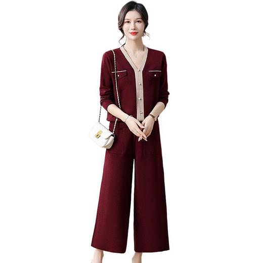 W351-1705套装-155-228新款妈妈秋装针织衫两件套洋气套装中老年女春秋小香风上衣服 商品图4