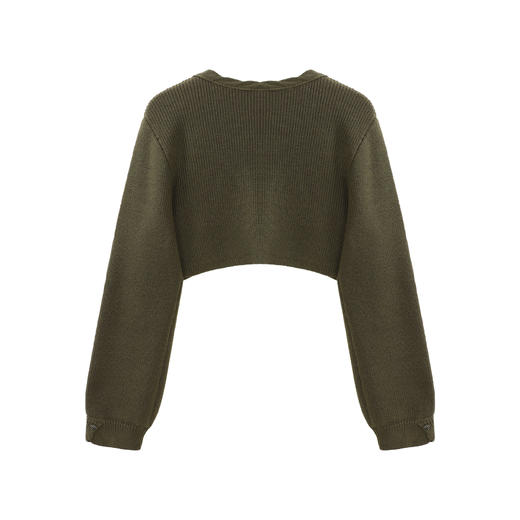 鹿向南「南城故事」复古时尚百搭气质开衫上衣2025新款棕色针织衫L33725 商品图1