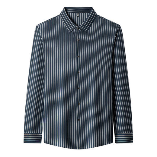 高档轻奢男装长袖衬衫 春季新款翻领条纹锦氨衬衣中年商务休闲上衣 商品图4