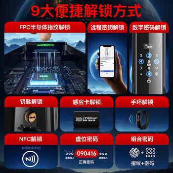 英典R6智能门锁指纹锁全自动智能锁家用防盗门电子锁入户门密码锁 商品图2