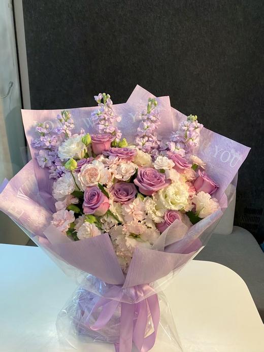 粉紫色系玫瑰花束 商品图0