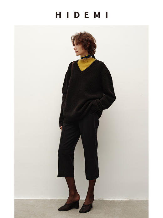 HIDEMI 进口羊毛显瘦喇叭百搭秋新款休闲裤直筒设计感6.5分裤子女 商品图8