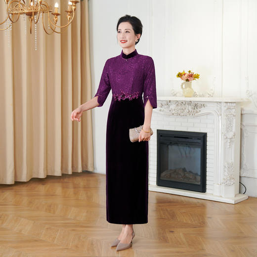 HYX秋装新款高级感旗袍连衣裙婚礼国潮婚宴装气质 商品图2