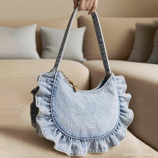 裁缝学苑AQ533韩系牛仔花边褶皱包纸样女装单肩腋下包通勤手提样板 商品图3