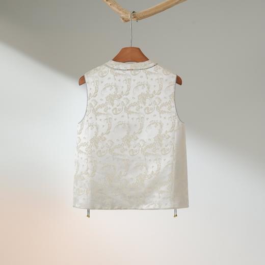 西子/宝花奔鹿钱小萍名家非遗宋锦桑蚕丝蓝色马甲/MJHJ100 商品图4