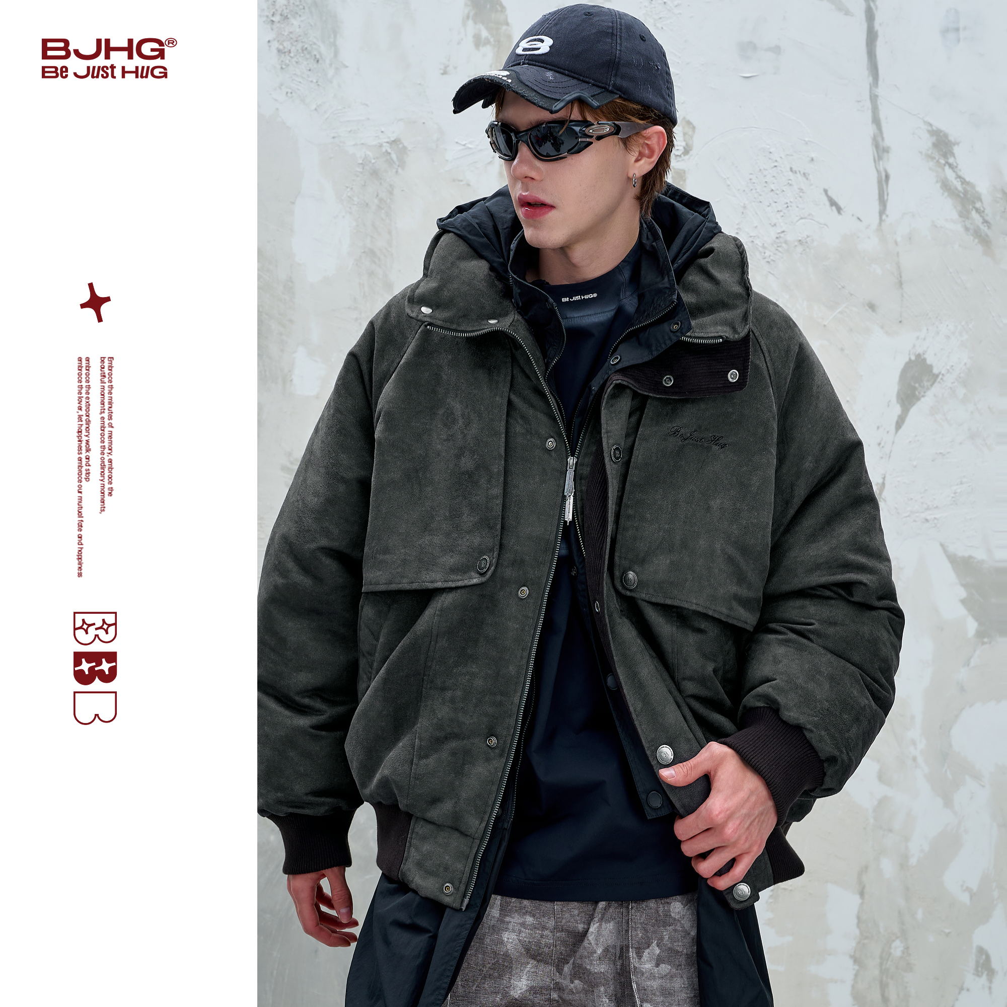 BJHG不计后果廓形工装棉服男款秋冬潮牌复古做旧痞帅防寒棉衣外套