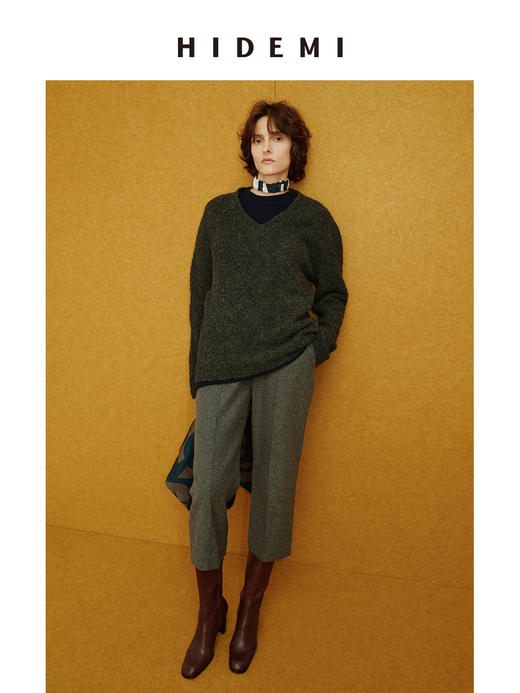 HIDEMI 进口羊毛显瘦喇叭百搭秋新款休闲裤直筒设计感6.5分裤子女 商品图10