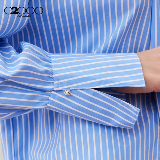 G2000女装FW25商场新款【全棉/赠布】条纹宽松长袖休闲衬衫56233867 商品图2