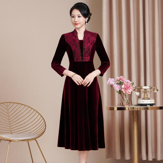 HYX新款高级感女旗袍连衣裙婚礼国潮婚宴装气质短袖大摆 商品图0