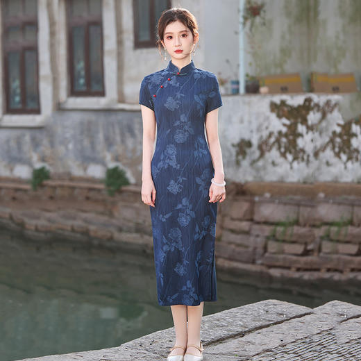 SC21141中式国风长款旗袍改良年轻款2025新款女复古短袖日常可穿夏季 商品图1