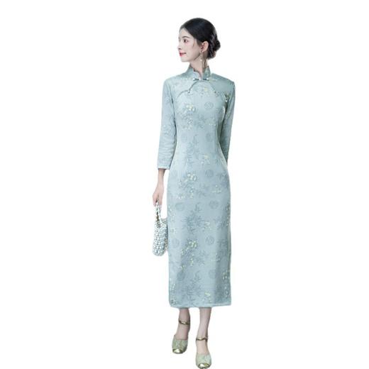 GX2025秋季新款中国风麂皮绒长款复古旗袍女装少女改良修身中式旗袍 商品图4