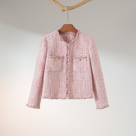 西子/圣托里尼轻奢重工钉珠小香风花纱粉色外套/WTXS148 商品图0