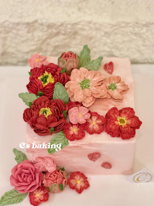 韩式裱花 #红红火火 #让人看到就感到喜庆 #富贵华丽 忌廉蛋糕（默认自提，收费配送请联系客服） 商品图1