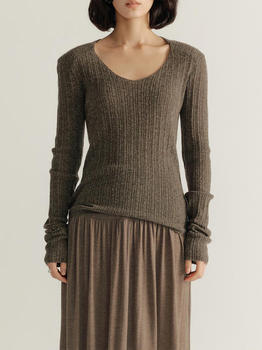 DONSEE10｜DS10AW2519-F 深灰棕 牦牛绒针织打底 商品图2