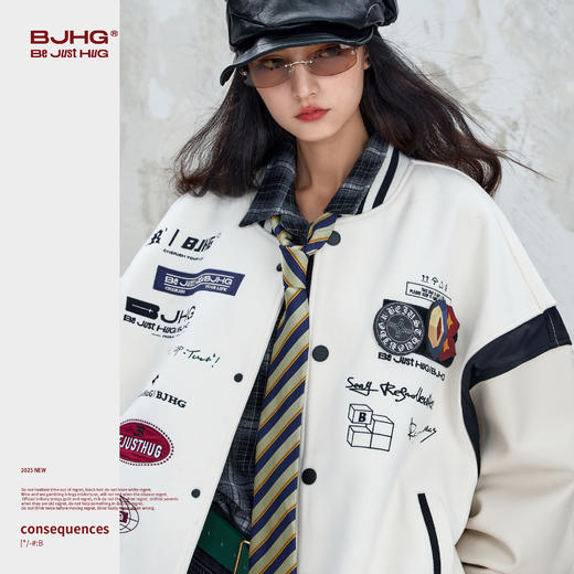 BJHG不计后果复古机车外套男款秋季美式潮流新款情侣棒球服夹克女 商品图1