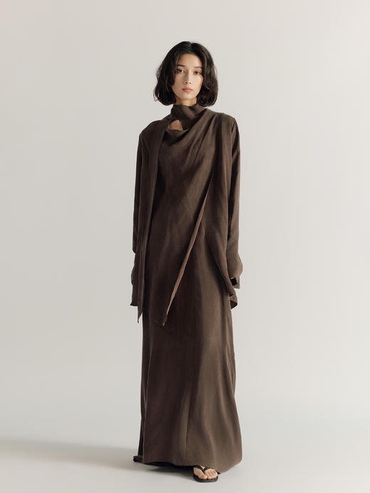 DONSEE10｜DS10AW2525-D 肌理棕 细带围脖荡领上衣 商品图1