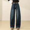 2025年秋季新款时髦牛仔弯刀裤遮胯减龄宽松显瘦休闲裤MYX25205 商品缩略图0