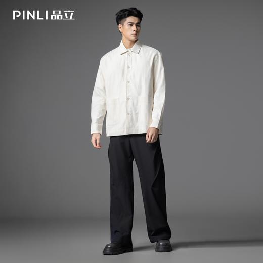 PINLI品立2025秋季新款条纹宽松休闲长袖衬衫男潮牌百搭打底衬衣GD253113039 商品图2