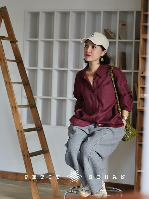 PETIT SCHAN小闪 CLO#895 relaxation 松弛感 棉混纺抽绳松紧腰萝卜卫裤 商品图3