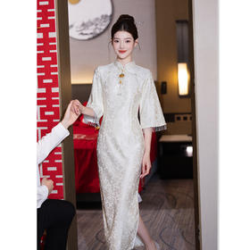 GX复合蕾丝长款倒大袖单层旗袍2025秋季新款改良新中式日常可穿旗袍