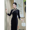 GX老上海黑丝绒花边高级感旗袍2025秋季新款复古中国风大码旗 商品缩略图3