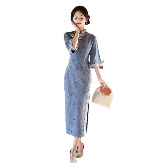 GX麂皮绒倒大袖旗袍2025秋冬新款时尚改良新中式年轻女士日常旗袍裙 商品图4