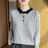 XIX-NSY0632025新款娃娃领长袖针织衫宽松显瘦百搭翻领薄款毛衣小香风polo衫 商品缩略图3