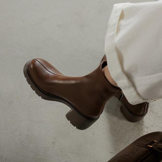 【预售5天】超轻软底爆款棕色马丁靴秋冬新款厚底增高瘦瘦弹力切尔西短靴WC&M3532 商品图2