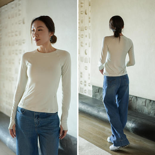 L RECNAVA 圆领高弹运动休闲长袖上衣 插肩袖打底衫 商品图0