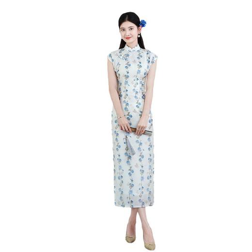 GX时尚改良年轻少女款乔其纱连袖旗袍2025初秋新款日常可穿国风旗袍 商品图4