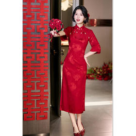 GX新娘红装旗袍2025秋冬新款时尚改良新中式年轻少女订婚旗袍敬酒服