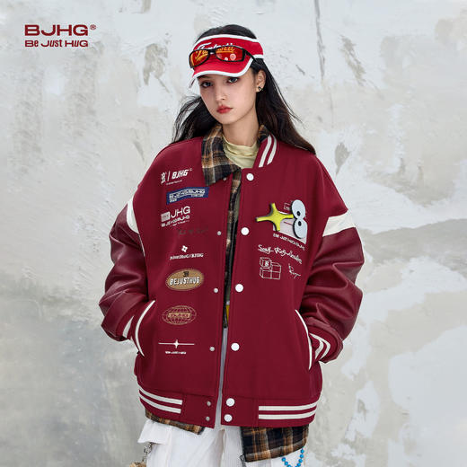 BJHG不计后果复古机车外套男款秋季美式潮流新款情侣棒球服夹克女 商品图2