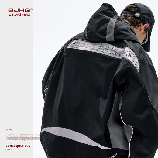 BJHG不计后果冲锋连帽外套男款秋季三防宽松舒适户外运动夹克上衣 商品图1