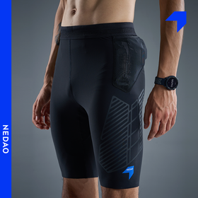 内道聚能力收纳五分紧身裤男透气弹力支撑越野跑步裤