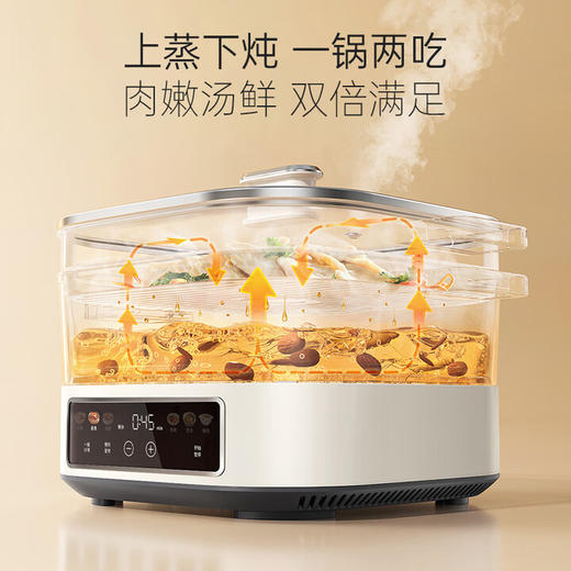 摩飞电蒸锅多功能锅 家用IH桑拿电火锅电煮锅 6L大容量炖蒸煮一体可预约定时不锈钢蒸屉蒸炖锅MR8901 商品图3