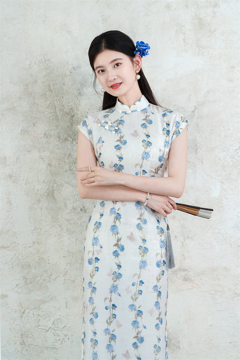 gx时尚改良年轻少女款乔其纱连袖旗袍2025初秋新款日常可穿国风旗袍