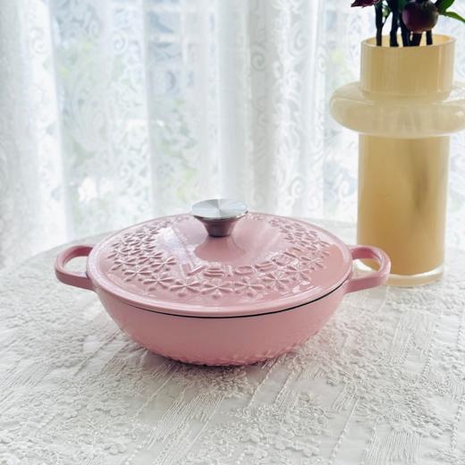 【清仓捡漏！】温仑山Velosan 太阳花系列珐琅锅 22CM 粉色/紫色 进口多玛德 (Tomat c)白珐琅瓷釉+灰底釉，储热技术锁住营养；万用“神锅”，全炉灶通用 商品图5