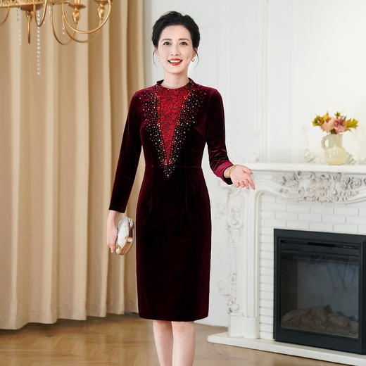 HYX秋装新款高级感女旗袍连衣裙婚礼国潮婚宴装气质短款 商品图2