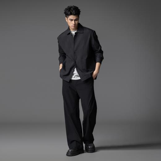 PINLI品立2025秋季新款条纹宽松休闲长袖衬衫男潮牌百搭打底衬衣GD253113039 商品图1