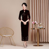 HYX秋冬新款修身改良丝绒旗袍女高级感喜婆婆喜妈妈敬酒服长款礼服 商品缩略图1