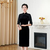 HYX秋季新款高级感旗袍连衣裙国潮婚宴气质中袖修身日常穿拼接 商品缩略图0