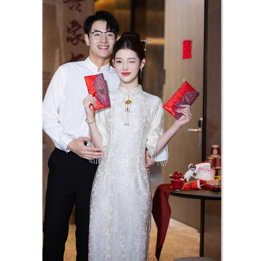 GX复合蕾丝长款倒大袖单层旗袍2025秋季新款改良新中式日常可穿旗袍 商品图2