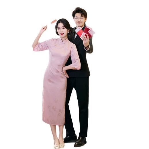 GX苏杭旗袍改良新中式长款倒大袖旗袍2025秋冬新款日常可穿订婚旗袍 商品图4