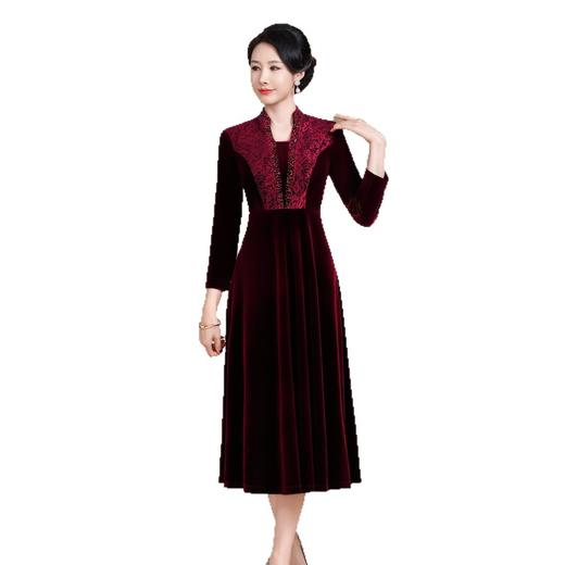 HYX新款高级感女旗袍连衣裙婚礼国潮婚宴装气质短袖大摆 商品图4