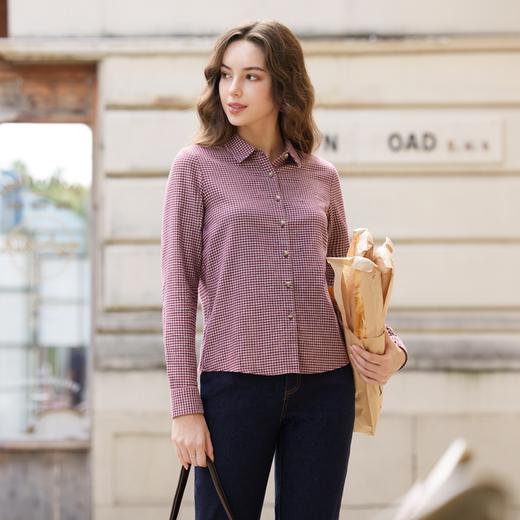佐丹奴女装纯棉格纹长袖衬衫05344609 商品图0