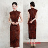 GX复古国风改良新中式长款烂花绒旗袍2025初秋新款坎肩袖旗袍 商品缩略图1