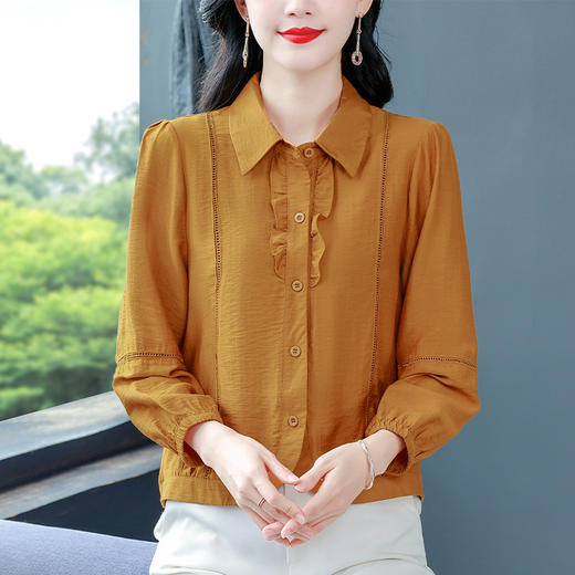 KQLB41N9908时尚百搭新款秋季女士中年妈妈装漂亮显瘦衬衫长袖上衣 商品图0