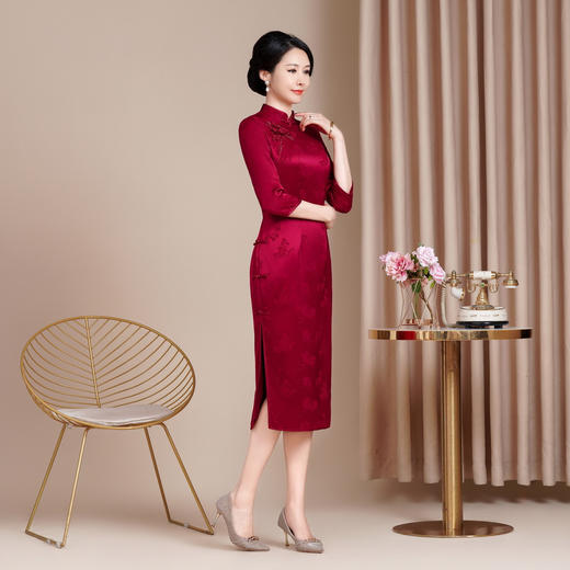 HYX秋装新款复古改良旗袍连衣裙女高级感喜婆婆敬酒服 商品图2